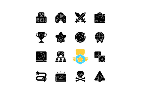 Game Menu Black Glyph Icons: Graphics & Icons