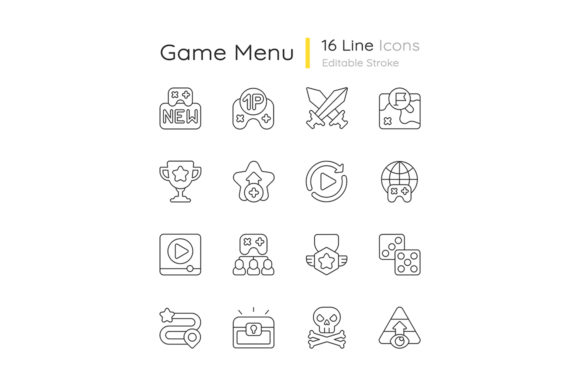 Game Menu Linear Icons Set: Graphics and Icons