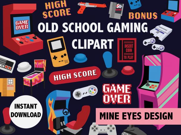 Old School Arcade Clipart: Graphics & Illustrations