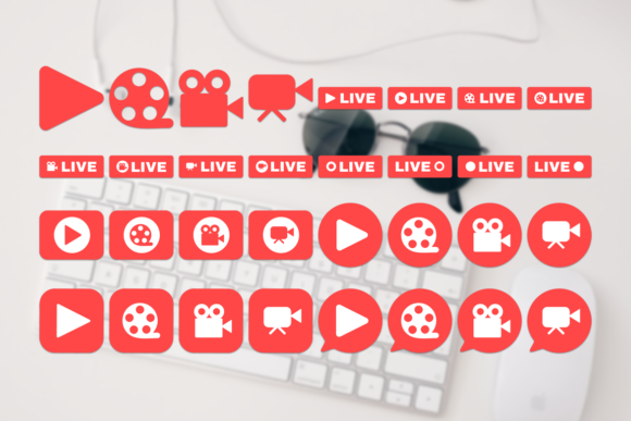 Social Live Stream Icons: Modern Graphics
