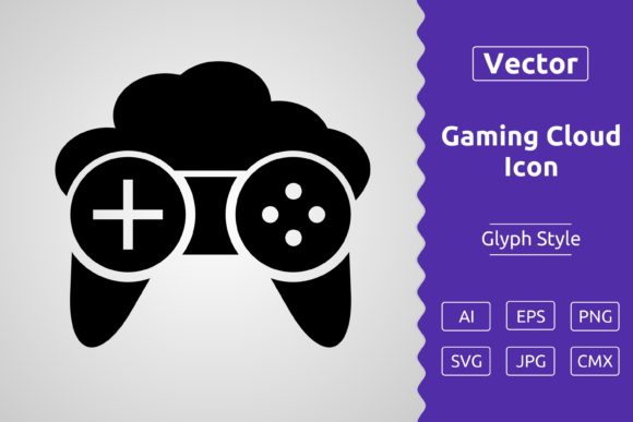 Vector Gaming Cloud Glyph Icon: Graphics & Icons