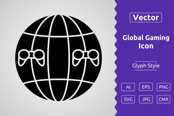 Vector Global Gaming Glyph Icon: Graphics & Icons